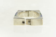 Load image into Gallery viewer, Sterling Silver Lapis Sugilite Malachite Square Bangle Bracelet 6.5"
