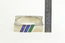 Load image into Gallery viewer, Sterling Silver Lapis Sugilite Malachite Square Bangle Bracelet 6.5"