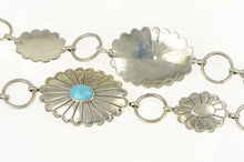 Load image into Gallery viewer, Sterling Silver Southwestern Turquoise Stamped Oval Belt 40"