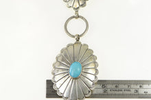 Load image into Gallery viewer, Sterling Silver Southwestern Turquoise Stamped Oval Belt 40"