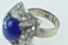 Load image into Gallery viewer, 10K 1940's Lapis Lazuli Diamond Cocktail Ring White Gold