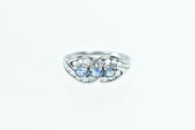 Load image into Gallery viewer, 14K Blue & White Sapphire Twist Statement Ring White Gold