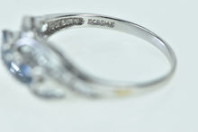 Load image into Gallery viewer, 14K Blue & White Sapphire Twist Statement Ring White Gold