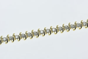 10K 2.88 Ctw Diamond Vintage Classic Tennis Bracelet 7.5" Yellow Gold