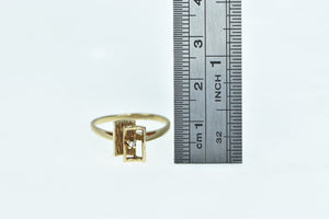 10K Retro Vintage Diamond Squared Geometric Ring Yellow Gold