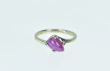 Load image into Gallery viewer, 10K Pear Syn. Star Ruby Vintage Retro Bypass Ring White Gold