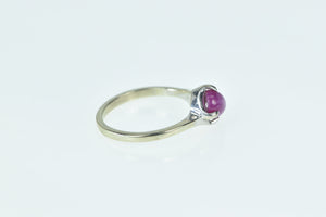 10K Pear Syn. Star Ruby Vintage Retro Bypass Ring White Gold