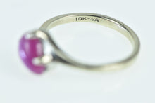 Load image into Gallery viewer, 10K Pear Syn. Star Ruby Vintage Retro Bypass Ring White Gold