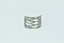 Load image into Gallery viewer, 10K Diamond Inset Layered Wavy Statement Ring White Gold