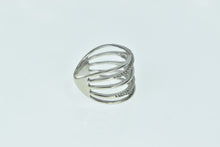 Load image into Gallery viewer, 10K Diamond Inset Layered Wavy Statement Ring White Gold