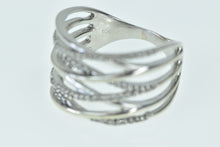 Load image into Gallery viewer, 10K Diamond Inset Layered Wavy Statement Ring White Gold
