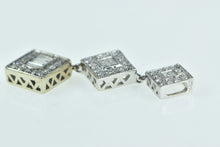 Load image into Gallery viewer, 14K 0.66 Ctw Diamond Tiered Square Drop Pendant White Gold