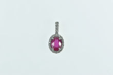 Load image into Gallery viewer, 10K Oval Ruby Diamond Halo Vintage Pendant White Gold