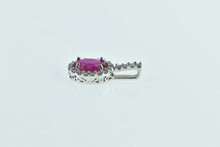 Load image into Gallery viewer, 10K Oval Ruby Diamond Halo Vintage Pendant White Gold