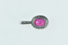 Load image into Gallery viewer, 10K Oval Ruby Diamond Halo Vintage Pendant White Gold