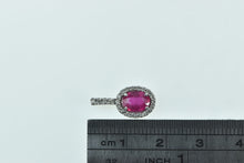Load image into Gallery viewer, 10K Oval Ruby Diamond Halo Vintage Pendant White Gold