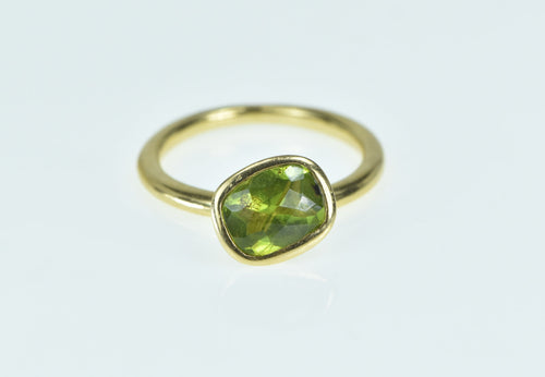 18K Faceted Oval Peridot Designer Stacking Ring Yellow Gold
