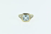Load image into Gallery viewer, 14K Art Deco Syn. Aquamarine Filigree Ornate Ring Yellow Gold