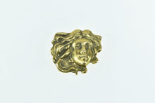 Load image into Gallery viewer, 14K Art Nouveau Wavy Haired Lady Ornate Pendant/Pin Yellow Gold