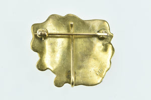 14K Art Nouveau Wavy Haired Lady Ornate Pendant/Pin Yellow Gold