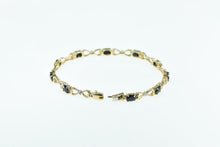 Load image into Gallery viewer, 10K Black Onyx Diamond Heart Link Tennis Bracelet 7.25&quot; Yellow Gold