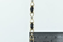 Load image into Gallery viewer, 10K Black Onyx Diamond Heart Link Tennis Bracelet 7.25&quot; Yellow Gold