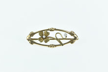 Load image into Gallery viewer, 14K Art Nouveau Ornate Floral Pearl Statement Pin/Brooch Yellow Gold