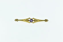 Load image into Gallery viewer, 14K Art Nouveau Princess Amethyst Floral Leaf Pin/Brooch Yellow Gold