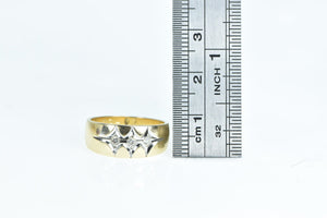 14K Vintage Diamond Retro Wedding Band Ring Yellow Gold