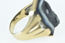 Load image into Gallery viewer, 10K 1940&#39;s Black Onyx Two Face Cameo Diamond Ring Yellow Gold