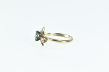 Load image into Gallery viewer, 10K Blue Topaz Diamond Retro Three Stone Bypass Ring Yellow Gold