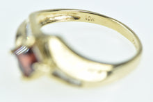 Load image into Gallery viewer, 10K Princess Garnet Baguette Diamond Bypass Ring Yellow Gold
