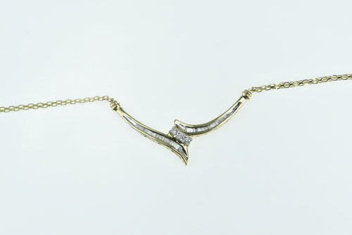 10K Baguette Diamond Ornate Freeform Chain Necklace 17.5