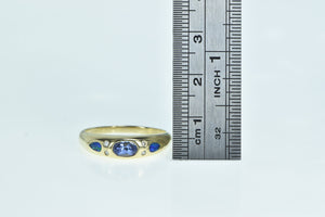 14K Oval Tanzanite Black Opal Diamond Vintage Ring Yellow Gold