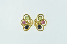 Load image into Gallery viewer, 18K Pear Sapphire Ruby Peridot Flower Stud Earrings Yellow Gold