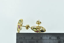 Load image into Gallery viewer, 18K Pear Sapphire Ruby Peridot Flower Stud Earrings Yellow Gold