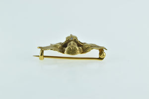 14K Art Nouveau Diamond Lady Watch Hanger Pin/Brooch Yellow Gold