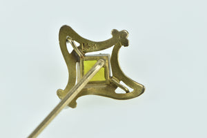 14K Victorian Peridot Seed Pearl Statement Stick Pin Yellow Gold