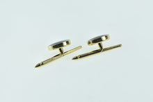 Load image into Gallery viewer, 14K Black Onyx Opal Inlay Round Cabochon Cuff Links Yellow Gold
