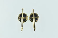 Load image into Gallery viewer, 14K Black Onyx Opal Inlay Round Cabochon Cuff Links Yellow Gold