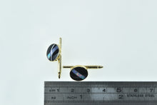 Load image into Gallery viewer, 14K Black Onyx Opal Inlay Round Cabochon Cuff Links Yellow Gold