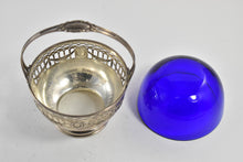 Load image into Gallery viewer, Sterling Silver Antique Gorham Cobalt Blue Glass Bowl