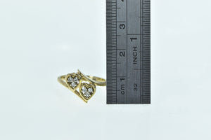 14K Diamond Heart Love Symbol Bypass Ring Yellow Gold