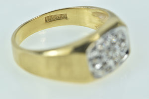 14K Men's Retro Vintage Diamond Statement Ring Yellow Gold