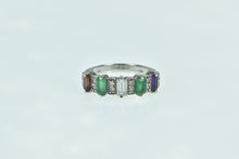 Load image into Gallery viewer, 14K Emerald Cut CZ Diamond Emerald Statement Ring White Gold