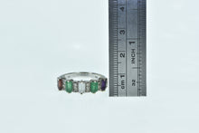 Load image into Gallery viewer, 14K Emerald Cut CZ Diamond Emerald Statement Ring White Gold