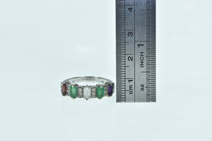 14K Emerald Cut CZ Diamond Emerald Statement Ring White Gold