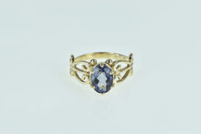 Load image into Gallery viewer, 14K Oval Amethyst Ornate Filigree Statement Ring Yellow Gold