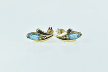 Load image into Gallery viewer, 10K Marquise Blue Topaz Diamond Vintage Earrings Yellow Gold