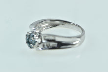 Load image into Gallery viewer, 14K Blue & White Diamond Flower Engagement Ring White Gold